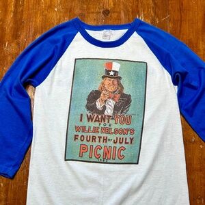 RARE Vintage 1983 Willie Nelson Uncle Sam 4th of July Annual Picnic T Shirt